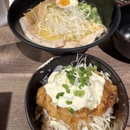 Rich Chicken Ramen (top) & Fried Chicken Bowl with Tartar Sauce (bottom) Rich Chicken Ramen (top) & Fried Chicken Bowl with Tartar Sauce (bottom)