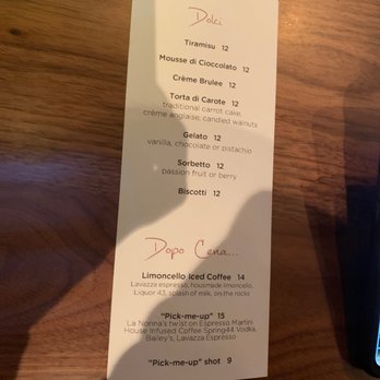La Nonna Vail - Dolci menu - Italian Near Me - Vail, Colorado