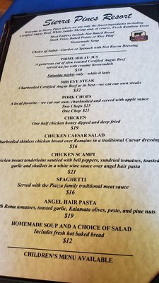 Menu photo 4 Sierra Pines Resort Sierra City, CA Menu photo 4 Sierra Pines Resort Sierra City, CA