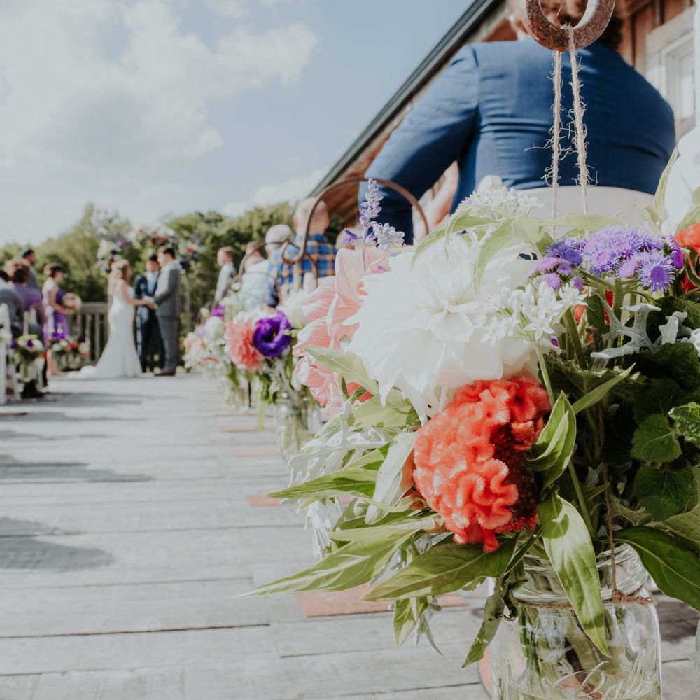 Stonecrop Farm - mason jar arrangements for ceremony shepard's hooks - Florists Near Me - Newport, Virginia