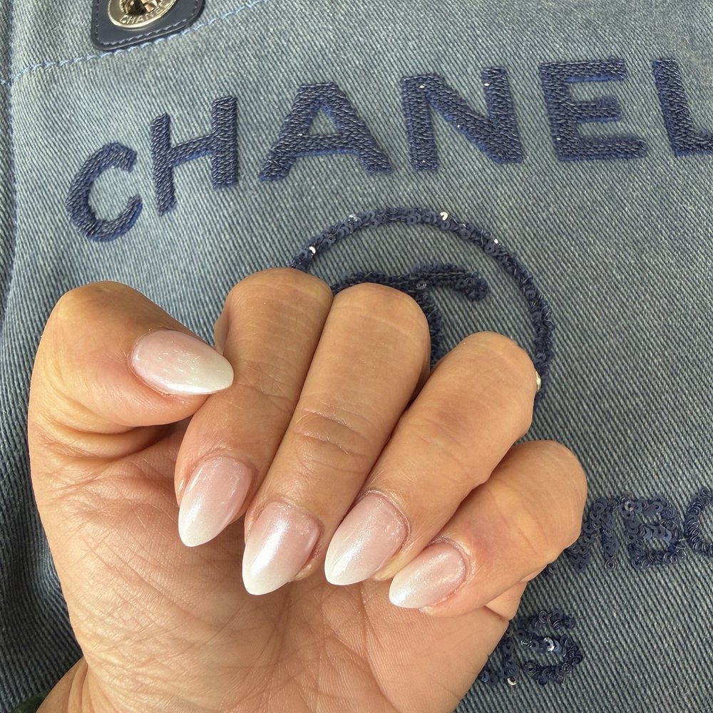 Beauty Bound - Pink to white ombré, top chrome - done by Aileen! - Waxing Near Me - South San Francisco, California Beauty Bound - Pink to white ombré, top chrome - done by Aileen! - Waxing Near Me - South San Francisco, California