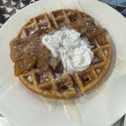 Peach cobbler waffle