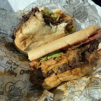 Charleys Cheesesteaks - A little messy but it's the burbon cheese steak - Cheesesteaks Near Me - Grandville, Michigan