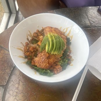 Trend Urban Cafe - Sweet potato protein bowl with Salmon. - Tacos Near Me - Stone Mountain, Georgia