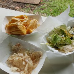 Jackfruit, Hawaiian chips and Tacos.