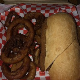 Chicken Fried Beef Steak Sandwich combo with Onion Rings