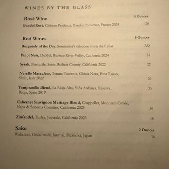 Gary Danko - Wines by the glass menu - New American Near Me - San Francisco, California