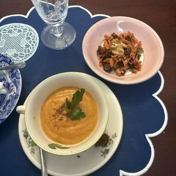 Stillwater Tea House - Ginger carrot soup and carrot salad. - Macarons Near Me - Suffolk, Virginia Stillwater Tea House - Ginger carrot soup and carrot salad. - Macarons Near Me - Suffolk, Virginia