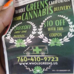Whole Greens - A coupon from the back side of the grocery store receipt., That the drivers said that you must have..