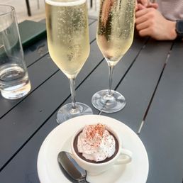 Birthday Treat! Suprise chocolate soufflé and champagne