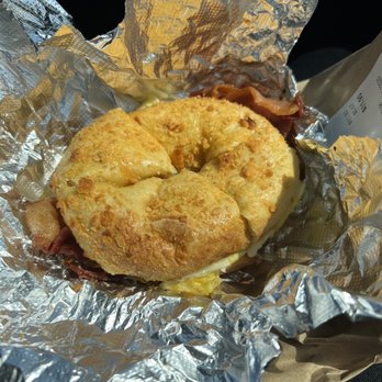 B & B Bagelhouse - Bacon, Egg & Cheese on jalapeño cheddar bagel - Breakfast & Brunch Near Me - Bensalem, Pennsylvania