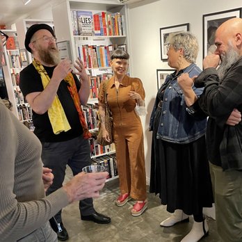 Page Against The Machine - Jonathan Alexander and Myriam Gurba talking to people before their book talk at #PATM. - Used Bookstore Near Me - Long Beach, California