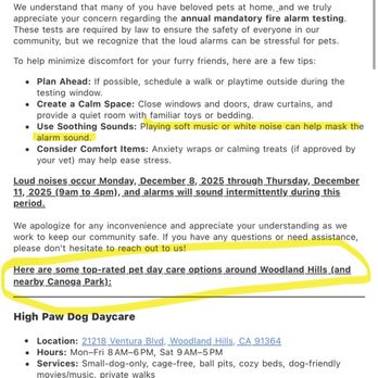 Bell Warner Center - Disrespectful email from management and their "suggestions" after torturing us with nonstop fire alarms for 4 days straight nonstop - Apartments Near Me - Canoga Park, California