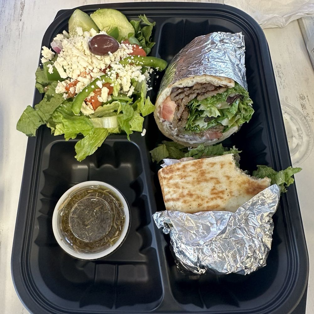 Traditional Gyro and Greek salad Traditional Gyro and Greek salad
