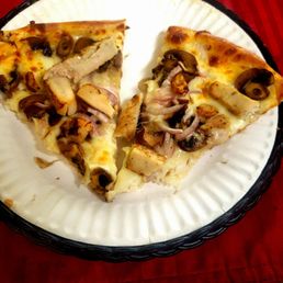 Several slices of Chicken pizza Several slices of Chicken pizza