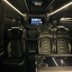 Luxe Sprinter Van LA - Interior of 13 Passenger Available for Chauffer Service