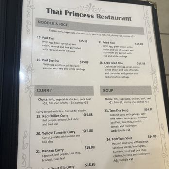 Thai Princess - 6-9-26 Menu - Thai Near Me - Garden Grove, California