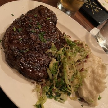 Mabella - Ribeye, Shaved Brussels, Roasted Garlic Mashed Potatoes - Italian Near Me - Columbus, Georgia Mabella - Ribeye, Shaved Brussels, Roasted Garlic Mashed Potatoes - Italian Near Me - Columbus, Georgia