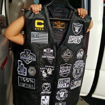 Lee's Lettering & Embroidery - Raider Leather Vest - Embroidery & Crochet Near Me - La Puente, California Lee's Lettering & Embroidery - Raider Leather Vest - Embroidery & Crochet Near Me - La Puente, California