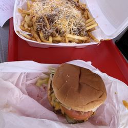 Daddy Franks - Cheese burger and loaded fries.