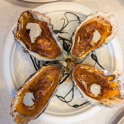 Mer-Sea pop-up - broiled oysters, smoked tomato butter, charred scallion crème
