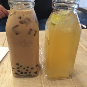 Plentea - Black milk tea with tapioca and lemon honey green tea with aloe - Tea Rooms Near Me - San Francisco, California Plentea - Black milk tea with tapioca and lemon honey green tea with aloe - Tea Rooms Near Me - San Francisco, California