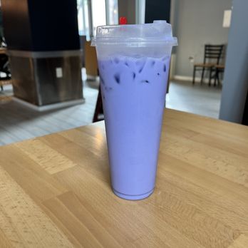 Dumpling World - Ube taro milk tea (ordered without boba) - Chinese Near Me - Austin, Texas
