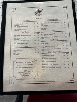 Menu photo 4 The Coastal Vine Moss Beach, CA