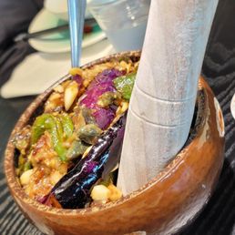 Eggplant and thousand year old egg