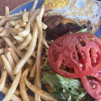 Beach House - Burger. Additional $2 each for avocado and bacon and $1 each for American cheese and egg. Charged us but burger was served without avocado. - Bars Near Me - Pompano Beach, Florida