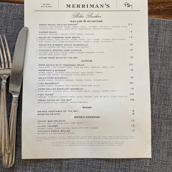 Merriman's - Lunch Menu - Hawaiian Near Me - Kamuela, Hawaii