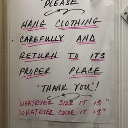 Penny Saved Consignment Boutique A - Scolding sign in dressing room