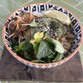 Inside Cafe - Laab Gai on rice gluten free and dairy free! - Coffee & Tea Near Me - San Miguel de Allende, GUA