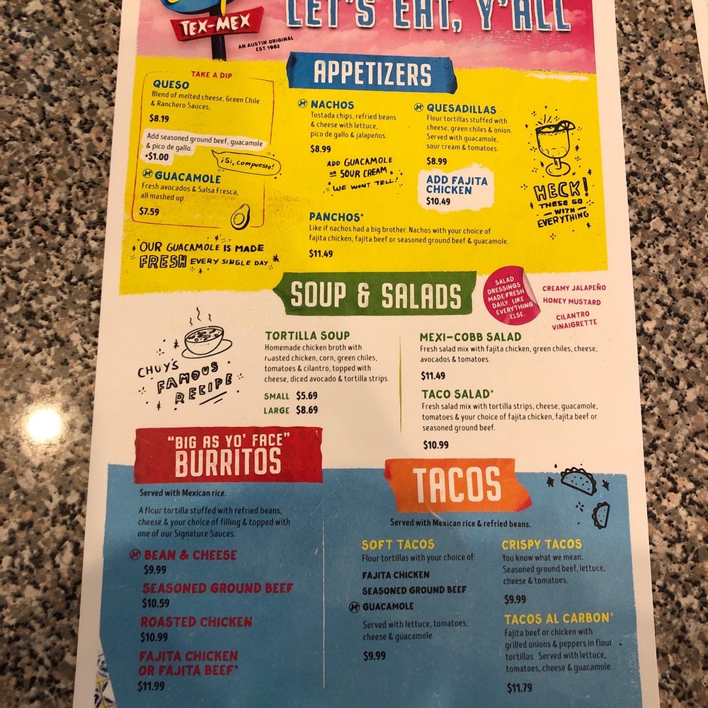 Chuy's - Menu - Tex-Mex Near Me - Charlotte, North Carolina Chuy's - Menu - Tex-Mex Near Me - Charlotte, North Carolina