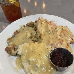 Roast turkey and stuffing dinner