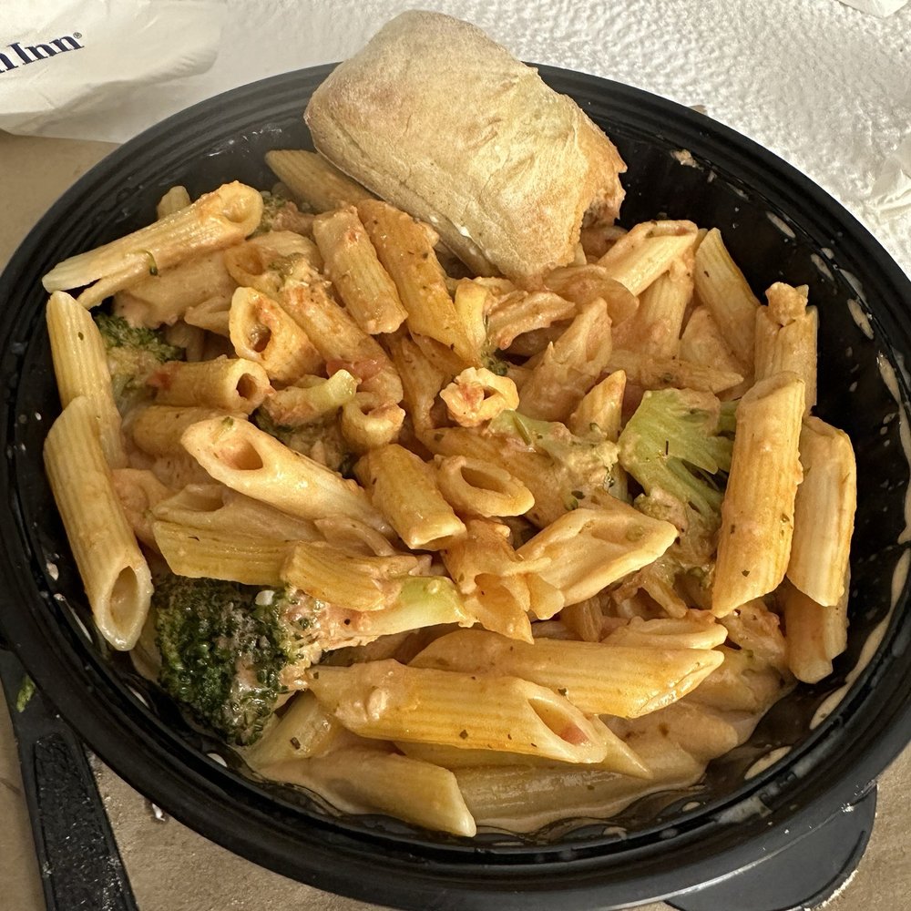 Tucci's - Penne Venato (with broccoli) and a bambino roll. - Italian Near Me - Bourbonnais, Illinois Tucci's - Penne Venato (with broccoli) and a bambino roll. - Italian Near Me - Bourbonnais, Illinois