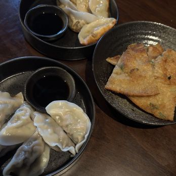 Not Just Noodle - 7. Pan Fried Scallion Pancake, Pork Chives Pan-Fried Dumplings (6), pork Pork Chives Shrimp Dumpings(6) - Chinese Near Me - Madison Heights, Michigan