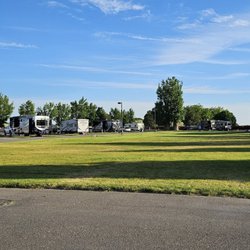 Sites on the left of grassy area. No shade here. We requested shade and there were many open ones