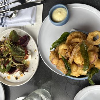 Slack Tide Fish - Strawberry and beet salad + fritto misto - Seafood Near Me - Richmond, Virginia
