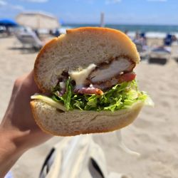 Sandwiches by the Sea - Chicken cutlet hero on the beach!