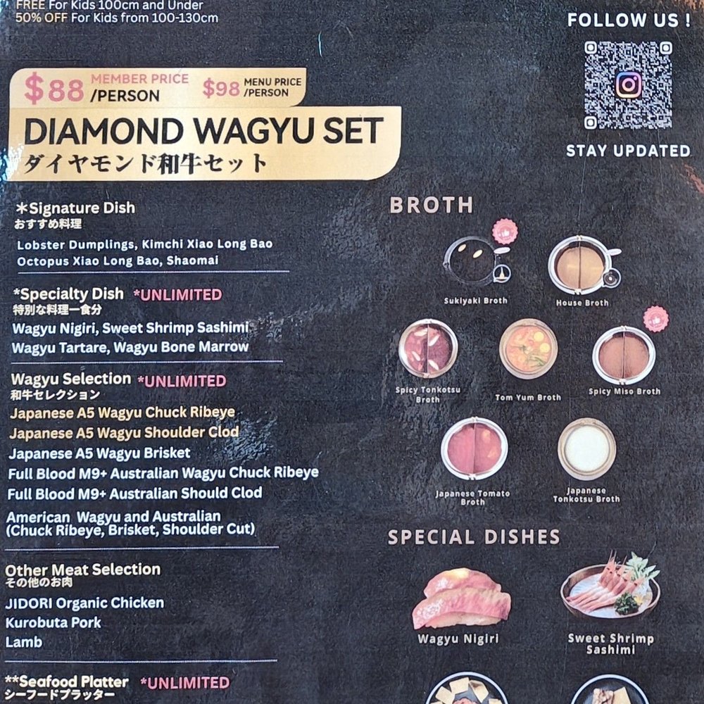 Chubby Cattle - Diamond Wagyu Set card - Hot Pot Near Me - Novi, Michigan