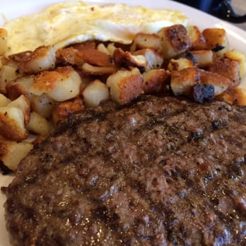 Country Pride - Hamburger Steak breakfast, medium. Well done Home Fries, not Over Medium eggs, dry Sourdough toast, small Carafe of coffee. $13.12 - Breakfast & Brunch Near Me - Valley Grove, West Virginia Country Pride - Hamburger Steak breakfast, medium. Well done Home Fries, not Over Medium eggs, dry Sourdough toast, small Carafe of coffee. $13.12 - Breakfast & Brunch Near Me - Valley Grove, West Virginia