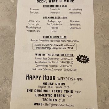 Chuy's - Bar menu - Bars Near Me - Pembroke Pines, Florida
