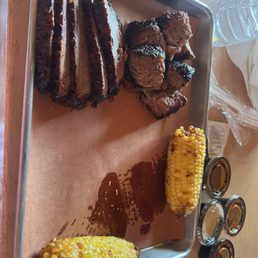 Two 2 Meat Plate & double fried corn