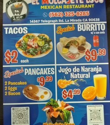 Menu photo 8 EL MOLCAJETE LOCO La Mirada, CA