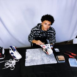 The Shoe Guys - Tylan Mayo (Owner) restoring a pair of Retro 7's currently valued at $400+