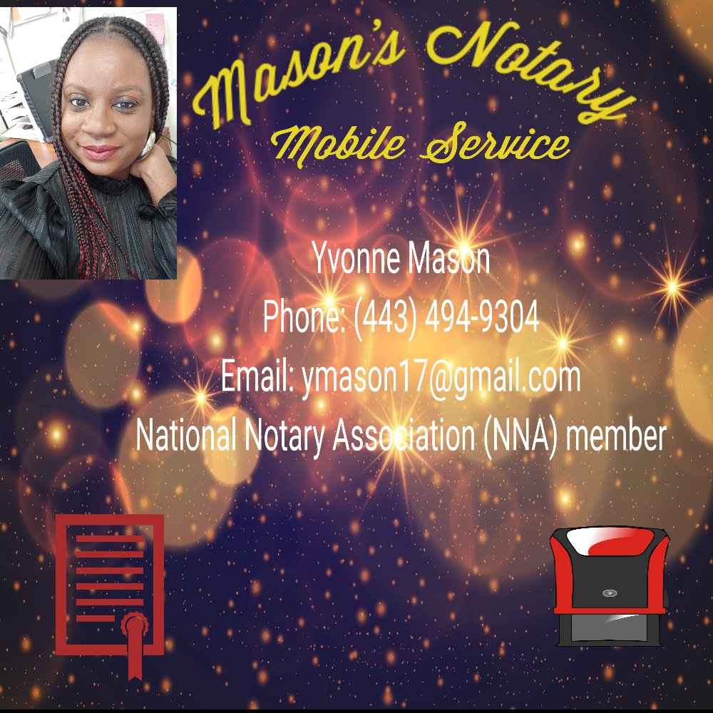 MASON’S NOTARY Request a Quote Baltimore, Maryland Notaries Phone Number Yelp