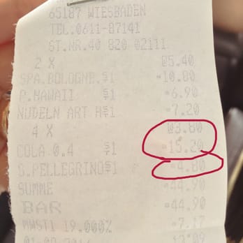 Pizzeria Vesuvio - €3.8for a glass of coke and €4.8for water!!! - Pizza Near Me - Wiesbaden, HE