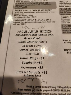 Menu photo 1 Galena Steak House Dixon, IL