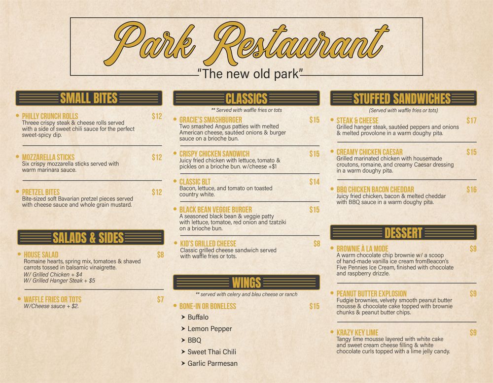 Food from Park Restaurant